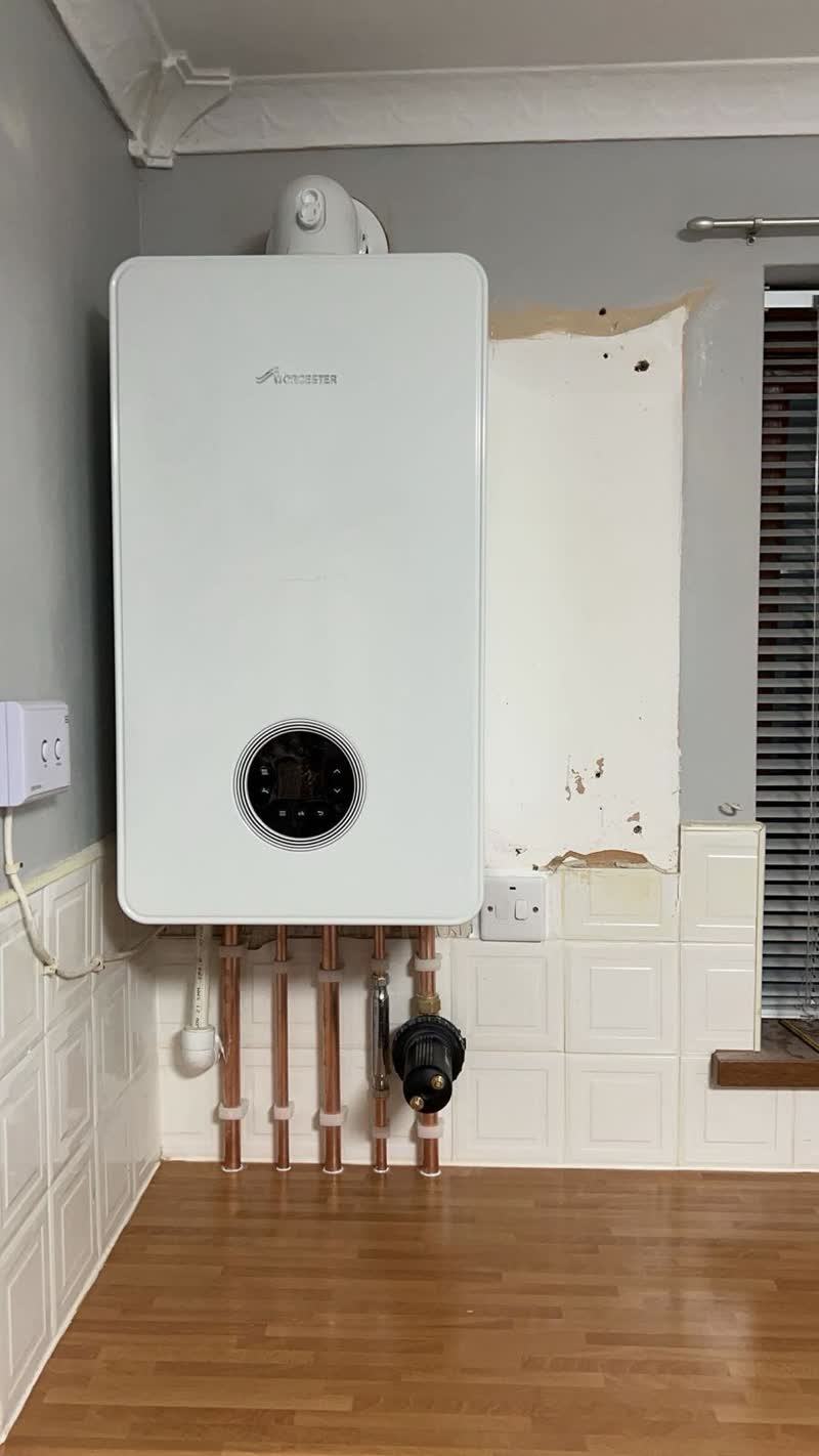 Neat AH3 boiler installation with clipped copper pipework
